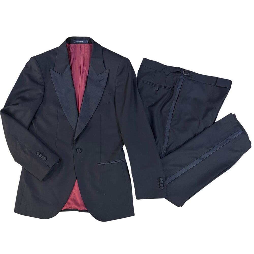 Suitsupply Lazio Tuxedo Slim 2-Piece Suit Black US 34R Vitale Barberis Wool